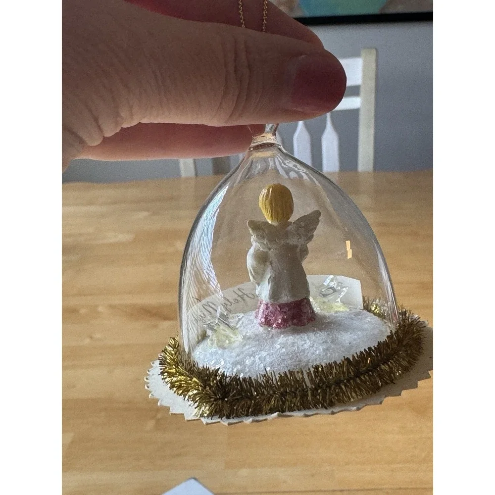 Vintage Glass Bell Diorama Ornament Choir Boy Silent Night Snow Scene 3 In